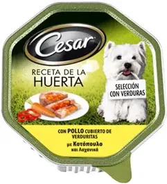 Cesar Clasicos Receta Huerta, Caja de 14 sobres de 150 gr, Comida húmeda para perro