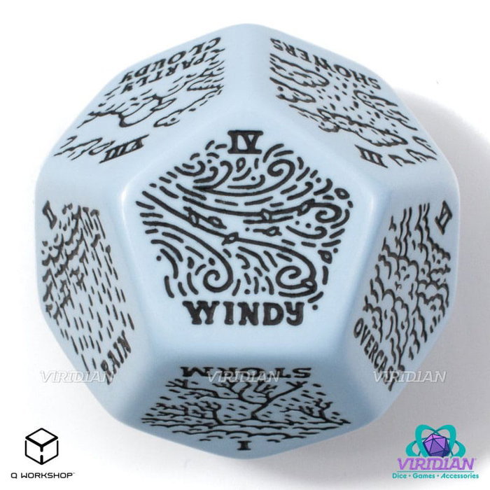 Viridian Jumbo dado Weather Generator Die D12 Azul