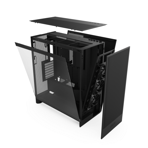 NZXT CM-H72FB-01 H7 Flow Midi Tower PC Caja, Negro, con 3 ventiladores frontales de 120mm
