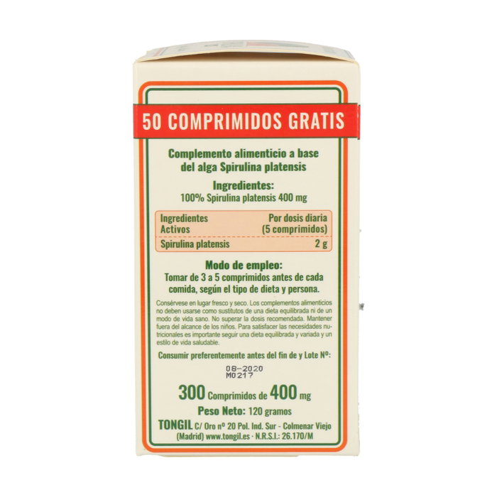 Tongil Spirulina 300 comprimidos de 400mg (250+50 gratis) Tongil Spirulina 300 comprimidos de 400mg (250+50 gratis)