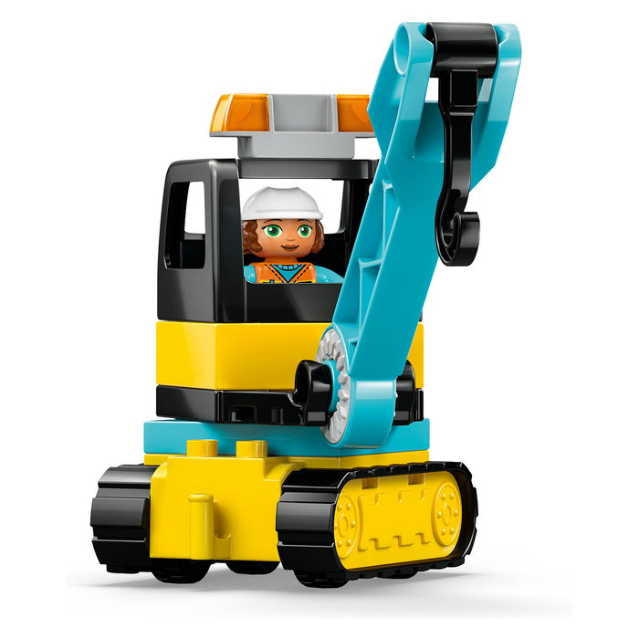 LEGO DUPLO 10476 Obra y Vehículos de Construcción 3 en 1 Set de Construcción con 84 Piezas y 2 Figuras, Edad 3+ Años