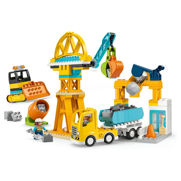 LEGO DUPLO 10476 Obra y Vehículos de Construcción 3 en 1 Set de Construcción con 84 Piezas y 2 Figuras, Edad 3+ Años