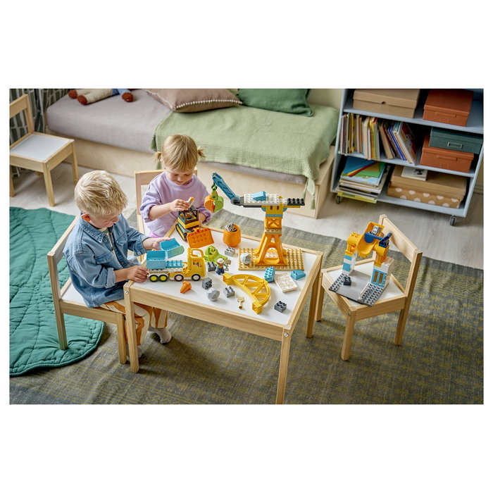 LEGO DUPLO 10476 Obra y Vehículos de Construcción 3 en 1 Set de Construcción con 84 Piezas y 2 Figuras, Edad 3+ Años