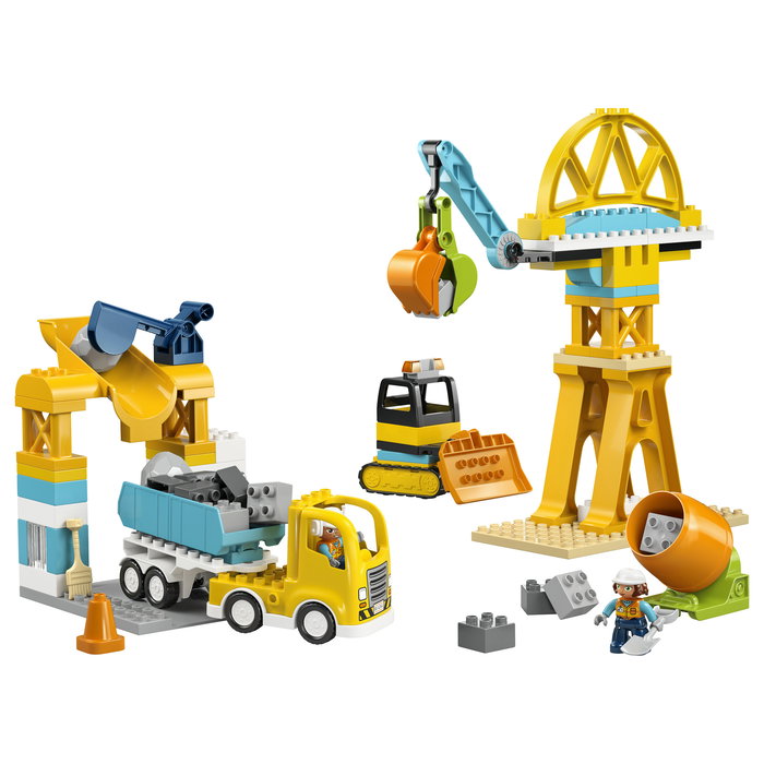 LEGO DUPLO 10476 Obra y Vehículos de Construcción 3 en 1 Set de Construcción con 84 Piezas y 2 Figuras, Edad 3+ Años