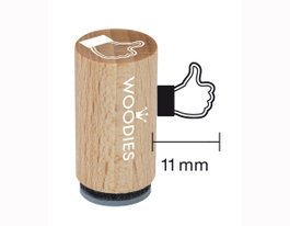 Woodies Sello mini de madera y caucho pulgar arriba/abajo 15x25mm