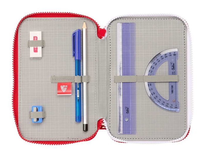 Plumier Triple Sevilla Fútbol Club Rojo 12,5 x 19,5 x 5,5 cm 36 Piezas