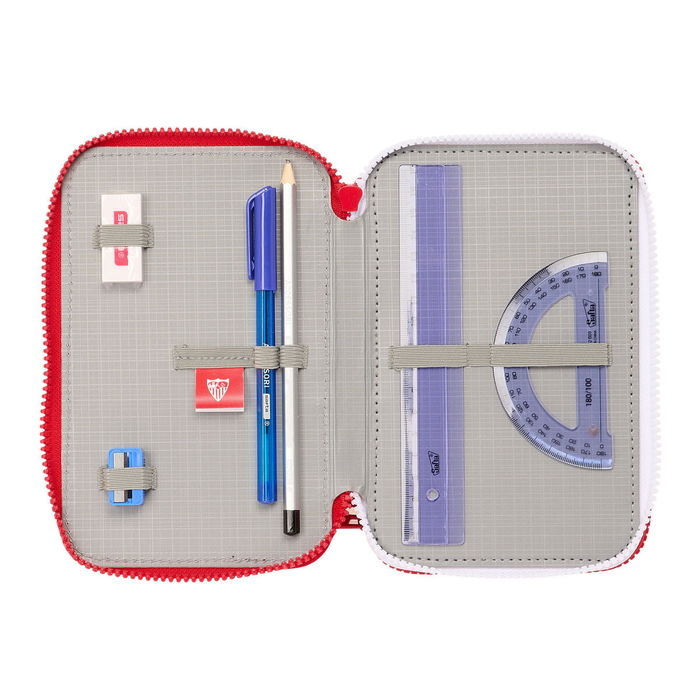 Plumier Triple Sevilla Fútbol Club Rojo 12,5 x 19,5 x 5,5 cm 36 Piezas