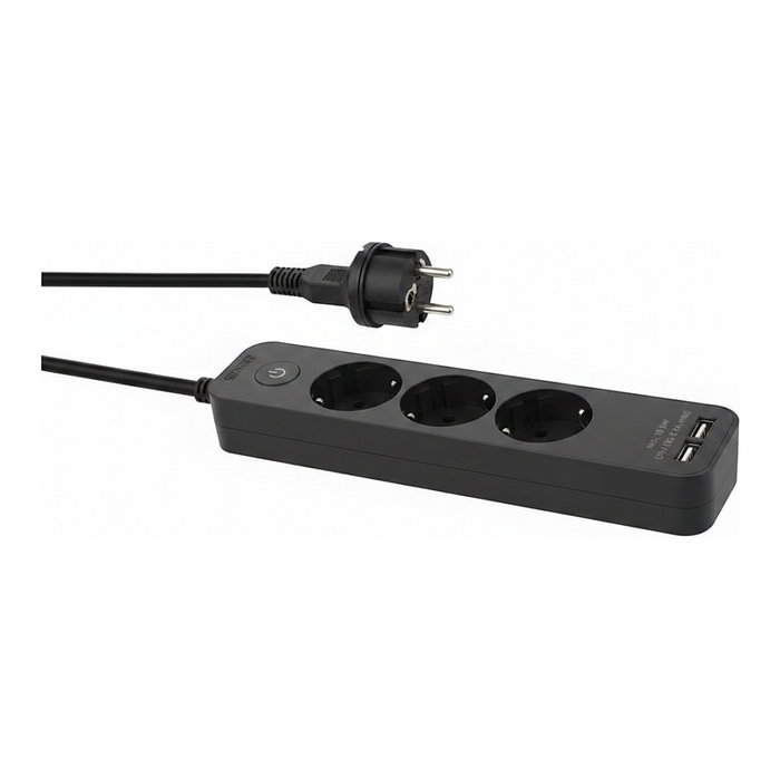 Helos Regleta ADVANCED de 3 tomas con cargador USB, 1,5m, negro Helos Regleta ADVANCED de 3 tomas con cargador USB, 1,5m, negro