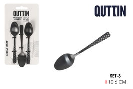 Quttin Set 3 Cucharas Café Negro MOMA Model #96-SET 3 CUCHARAS CAFE MOMA BLACK MATT