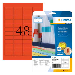 HERMA Etiquetas A4 Rojo 45,7x21,2 mm Papel Mate 960 Unidades