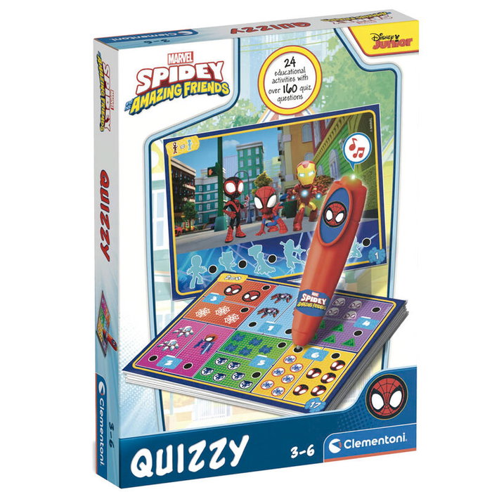 Clementoni Quizzy Spidey - Juego interactivo con bolígrafo electrónico y 200 cuestionarios