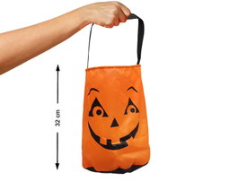 Bolsa Calabaza Halloween 32 cm con Cara para Recoger Chuches y Caramelos - Accesorio Infantil