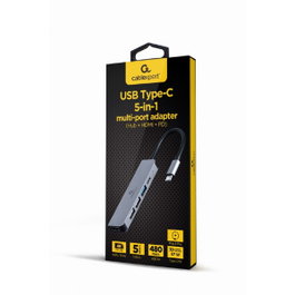 Gembird A-CM-COMBO5-03 Base para portátil y replicador de puertos USB 3.2 Gen 1 Type-C Plata