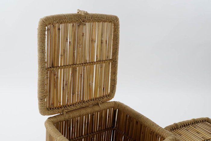 DKD Home Decor Set de 2 Cestos de Bambú y Cuerda Natural 46x46x55 cm DKD Home Decor Set de 2 Cestos de Bambú y Cuerda Natural 46x46x55 cm
