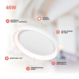 GSC Evolution Plafón de techo LED Simola redondo 46W 4000K Blanco