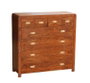 DKD Home Decor Cómoda Colonial 8 Cajones Madera Acacia Natural Dorado 110 x 45 x 108 cm