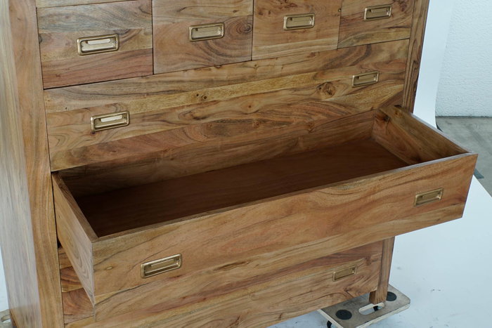DKD Home Decor Cómoda Colonial 8 Cajones Madera Acacia Natural Dorado 110 x 45 x 108 cm DKD Home Decor Cómoda Colonial 8 Cajones Madera Acacia Natural Dorado 110 x 45 x 108 cm