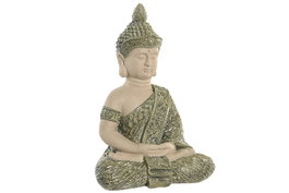 DKD Home Decor Figura Buda Beige en Magnesia y Fibra de Vidrio (Pack de 2)