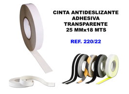 Cinta antideslizante adhesiva 25mm x 18m transparente