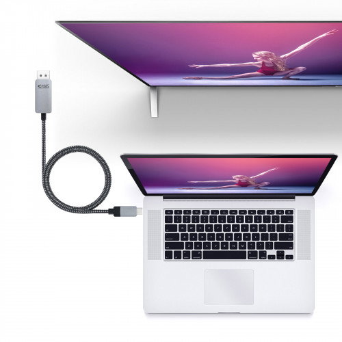 Nanocable 10.15.5002 Cable Conversor USB-C a DisplayPort 4K 60Hz, 1,8 m, Negro