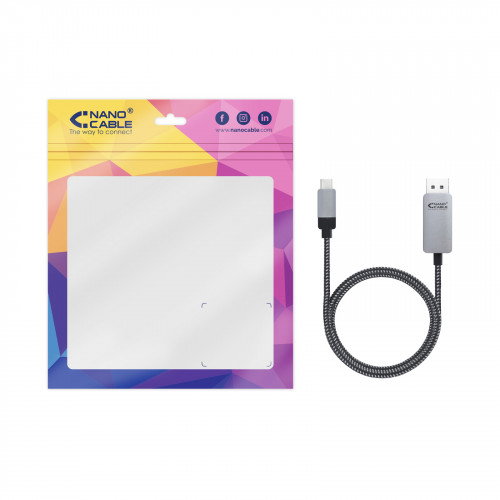 Nanocable 10.15.5002 Cable Conversor USB-C a DisplayPort 4K 60Hz, 1,8 m, Negro
