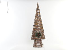 DKD Home Decor Árbol de Navidad Natural Cobrizo Ratán LED 100x32x18 cm