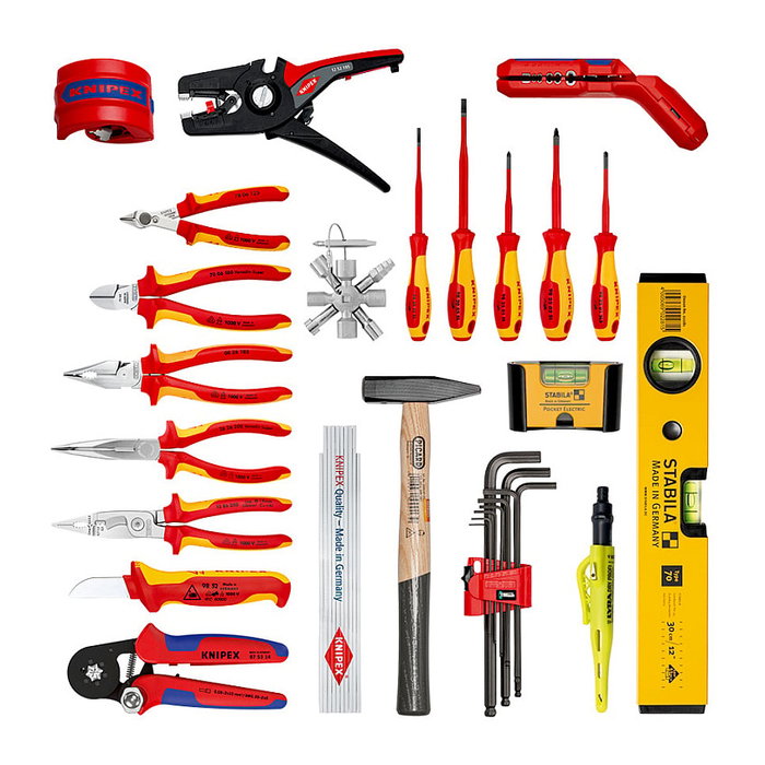 Knipex 00 21 33 E Werkzeugkoffer Robust26 Move Elektro - Maletín de Herramientas para Electricista, 26 Piezas