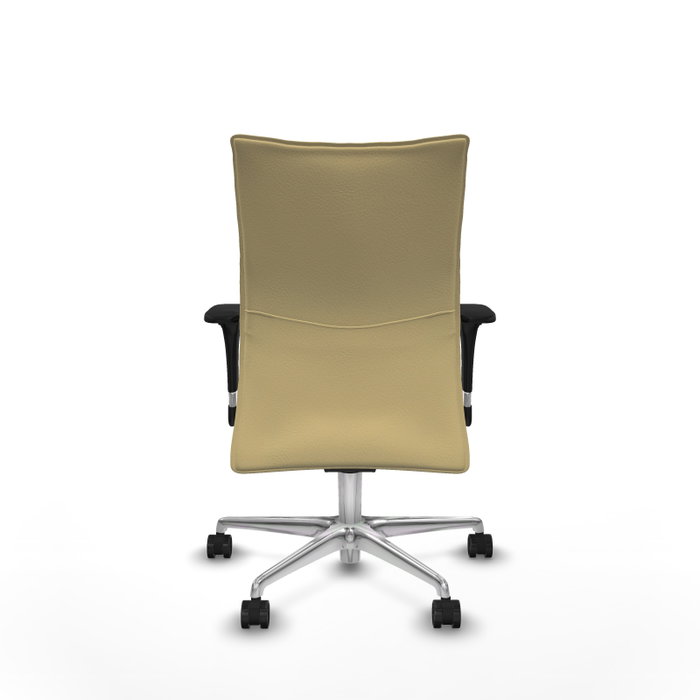 PIQUERAS Y CRESPO Silla Albacete Confidente con Mecanismo Sincro, Similpiel Crema, Base Aluminio, Brazos 1D
