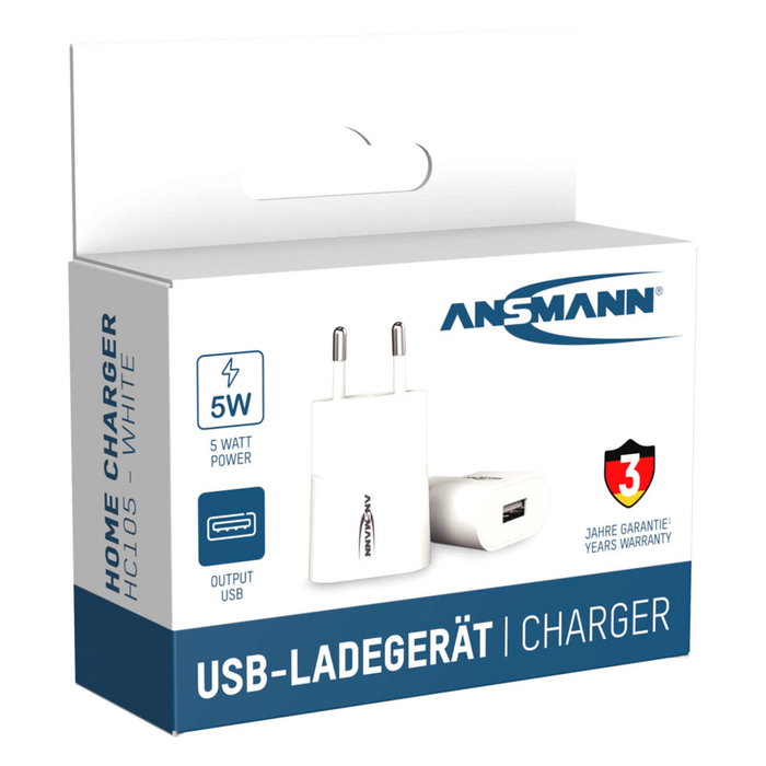 Ansmann Home Charger HC105 1xUSB 1000mA Blanco