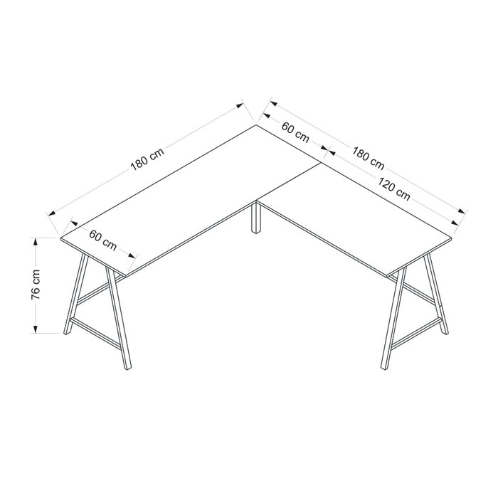 Hanah Home Team L Escritorio de Estudio Dore 180cm x 76cm x 60cm