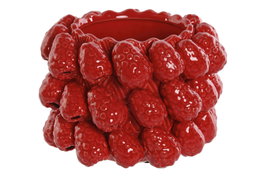 DKD Home Decor Jarrón de Gres Frambuesas Rojo