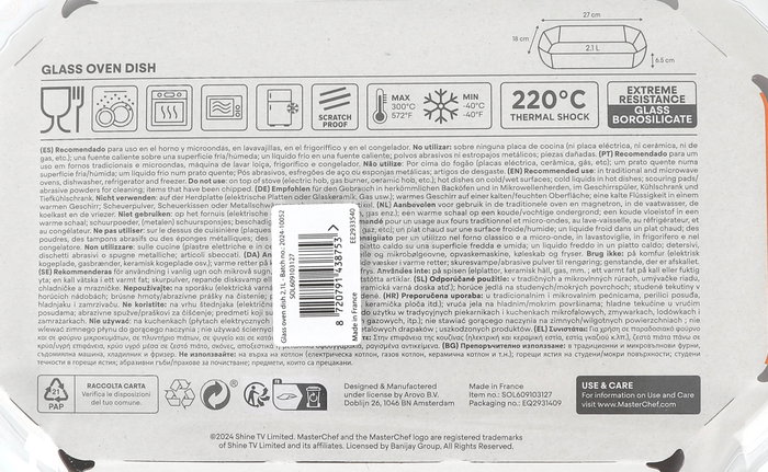 Inde Fuente Horno Rectangular 27 x 18 cm / 2.2 L (5 Unidades)