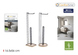Inde Portarrollos Papel WC Metal y Bambú Confortime 14x17,4x55,9 cm (6 Unidades)