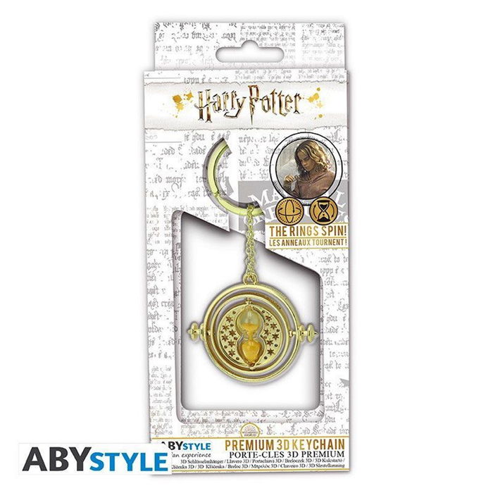 Abystyle Llavero 3D Premium Harry Potter Giratiempo - Réplica fiel del reloj de arena de Hermione, metal con ejes de rotación, Accesorio Coleccionable