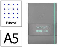 Antartik Cuaderno A5 Tapa Dura Hojas Puntos Gris y Turquesa 100 Hojas 80gr FSC