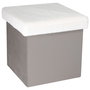Home Deco Kids Caja-Puf Plegable Gris/Blanco con Pelo de Imitación para Decoración y Almacenamiento 38x38x38 cm