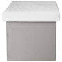 Home Deco Kids Caja-Puf Plegable Gris/Blanco con Pelo de Imitación para Decoración y Almacenamiento 38x38x38 cm