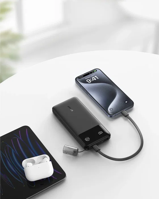 Anker A1388G11 Powerbank Batería Externa 10000 mAh Negro Carga Rápida 22.5W con Pantalla y USB-C
