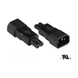 Alcasa PA-1470S Adaptador de Corriente IEC C14 a C7 (C14 > C7) Kaltgeräte, 250V 2.5A, Negro, Certificación UL