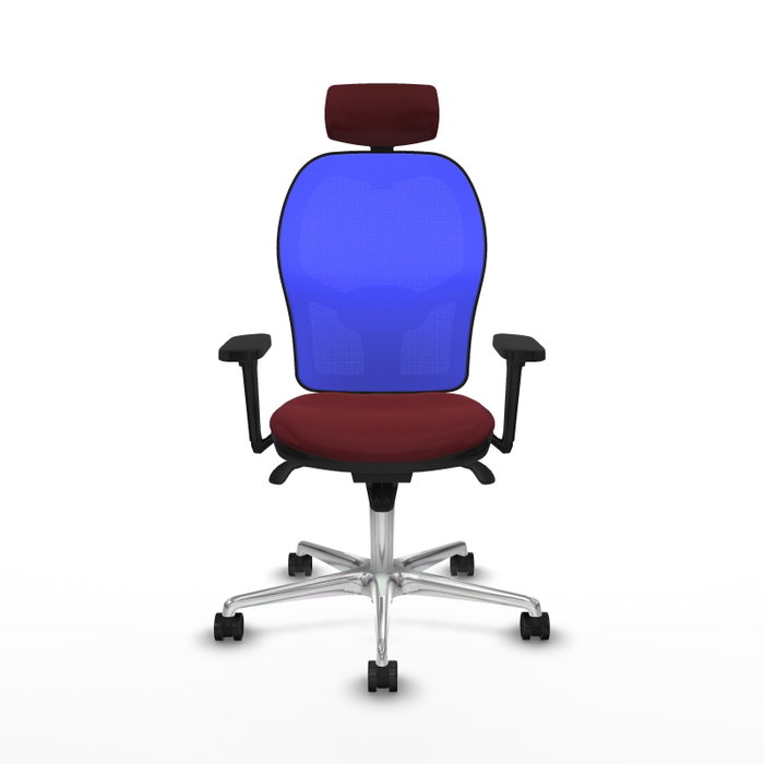 PIQUERAS Y CRESPO Silla de oficina Jorquera con mecanismo Sincro, Similpiel Granate y Malla Azul PIQUERAS Y CRESPO Silla de oficina Jorquera con mecanismo Sincro, Similpiel Granate y Malla Azul