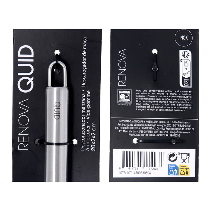 Descorazonador Manzana Acero Inoxidable Renova Quid 20 cm Descorazonador Manzana Acero Inoxidable Renova Quid 20 cm