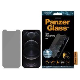 PanzerGlass Protector de Pantalla de Privacidad Vidrio Templado para Apple iPhone 12 y 12 Pro, Standard Fit, Aplicación en Seco, Anti-Huellas, Tecnología Super+