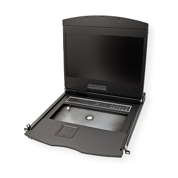 VALUE KVM Consola Rack 19 Pulgadas (48 cm) TFT 1366x768 USB VGA, Teclado Layout Suizo, Montaje 1U, Plug and Play, Negro, REF: 26.99.0132