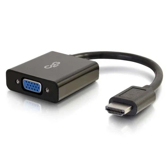 C2G 41350 Adaptador HDMI a VGA (D-Sub) Macho/Hembra - Cable de 0.203 m - Convierte Video hasta 1920x1080 (1080p) para Chromebook o Portátil - Negro