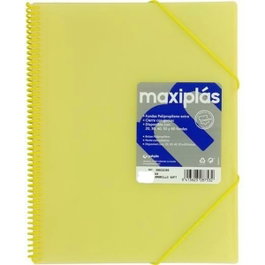 Grafoplás Carpeta Maxiplás con Espiral A4, 40 Fundas y Sobre, Amarillo Soft