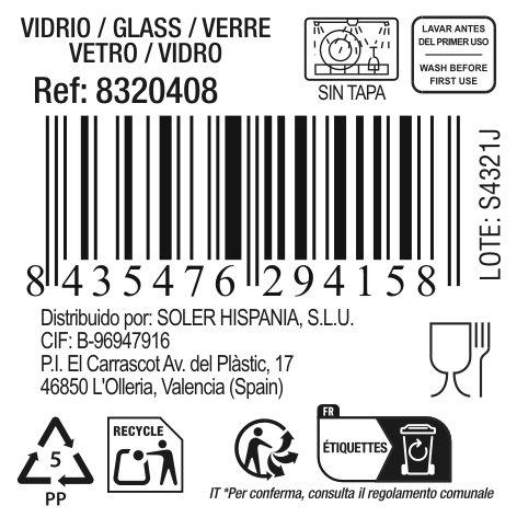 Inde Jarra de Vidrio con Tapa Chrystie 1000cc (12 Unidades)
