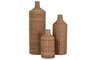 DKD Home Decor Set de 3 Jarrones de Ratán y Metal Marrón Natural