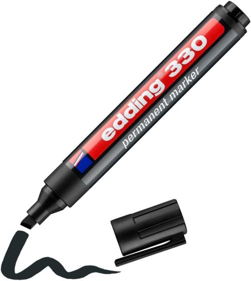 Edding Marcador Permanente 330 Negro Punta Biselada (Set de 10)