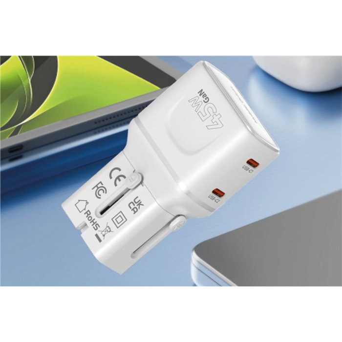 Mobile Origin Adaptador de Viaje GaN 45 W PW26 Blanco