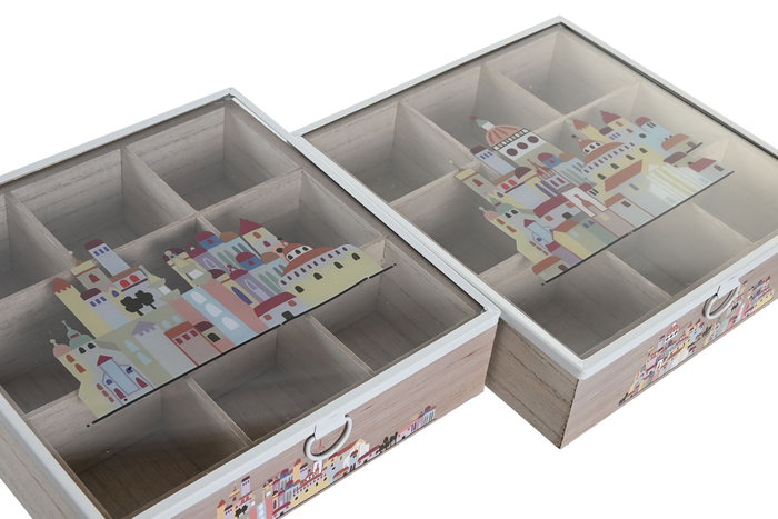 DKD Home Decor Caja de Infusiones Casitas Surtido de 2 Unidades